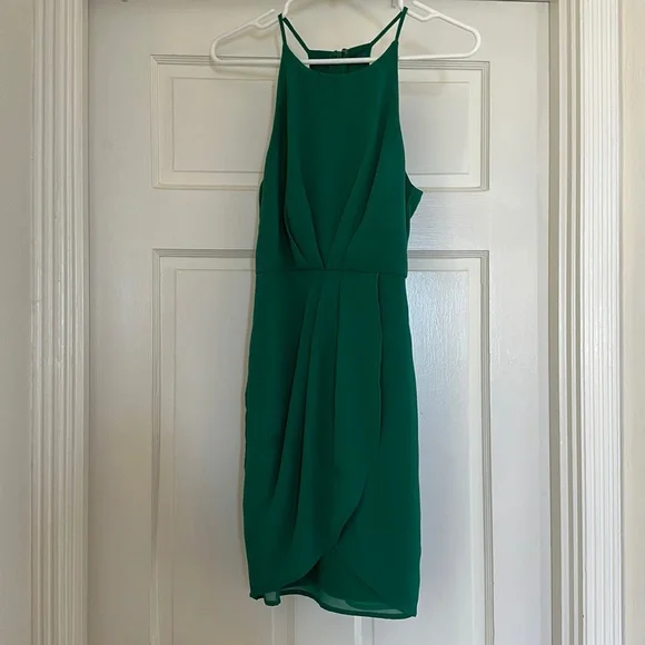 Lulus | Dresses | Emerald Green Chiffon Halter Dress | Poshmark